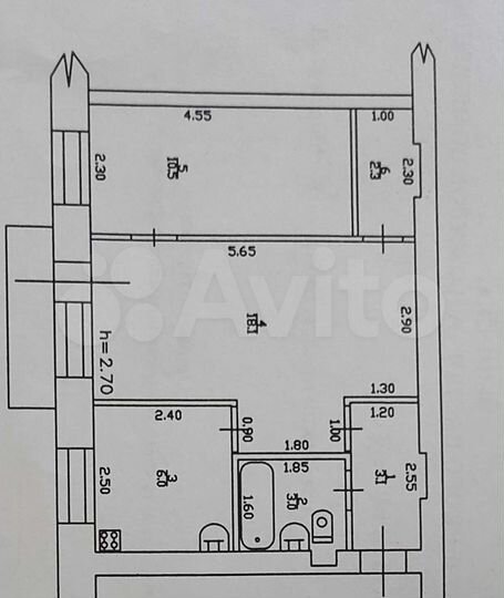 2-к. квартира, 43 м², 3/3 эт.