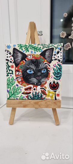 Котик в платке. Холст1010 см