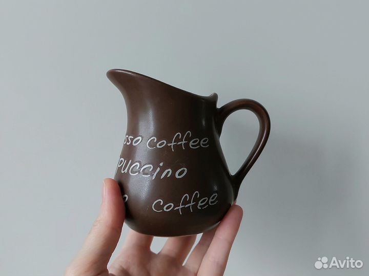 Молочник сливочник керамический кофейного цвета