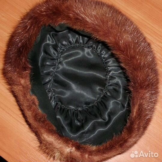 Шапка натуральный мех норка коричневая р.57