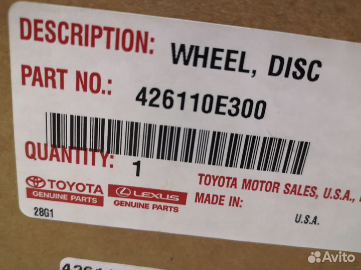 Диск литой Toyota Highlander R19 новый оригинал