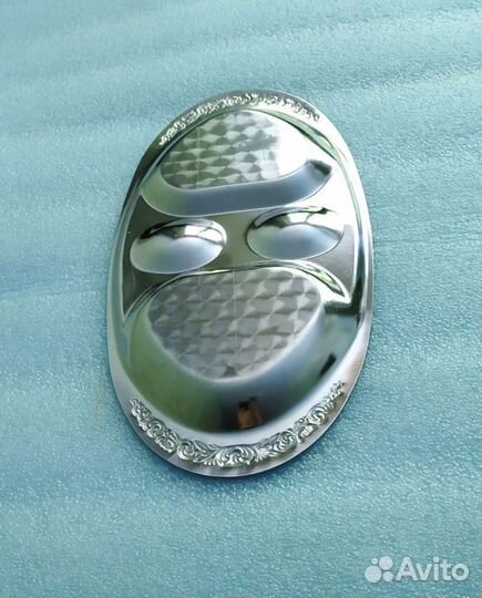 Менажница стальная. Порционная тарелка. СССР