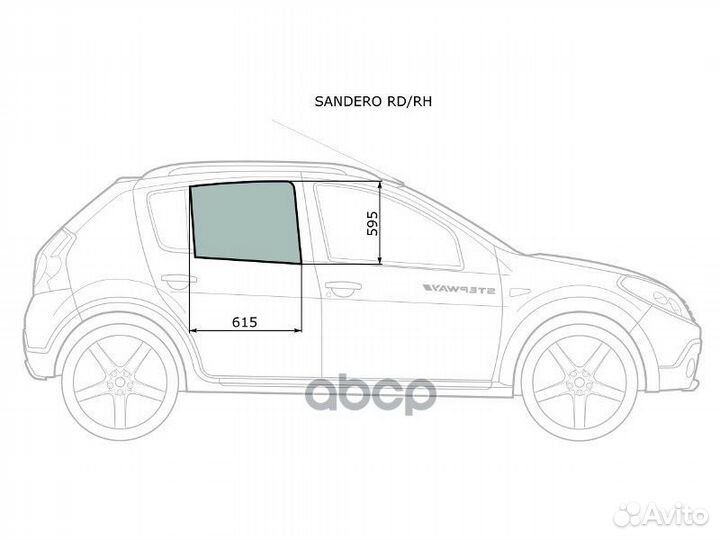 Стекло боковое опускное (Сзади/ Справа/ Цвет зе