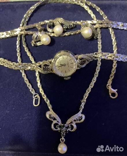 Винтажные украшения, серебро, сапфиры