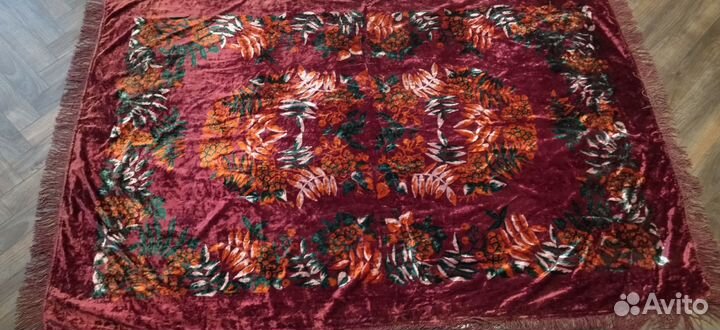 Ковёр, покрывало скатерть рябина плюшевая. плюш СС