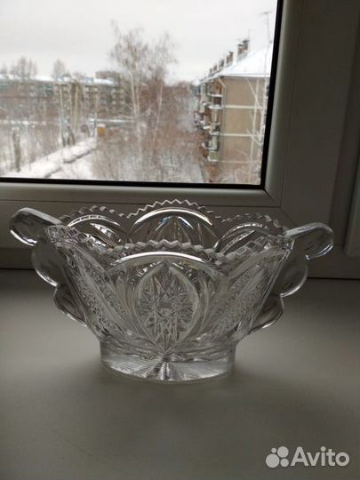 Конфетница ваза ладья хрустальная 2шт