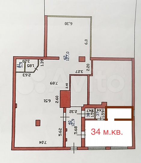 Свободного назначения, 34 м²