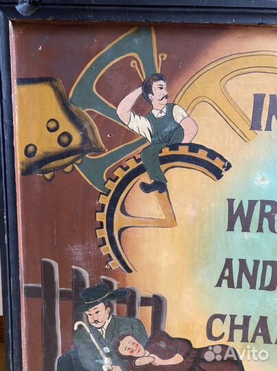 Антикварная вывеска-картина Чарли Чаплин, 1930г
