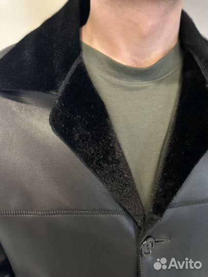 Кожаная куртка с мехом дубленка мужская