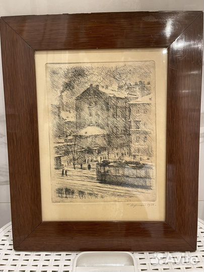 Картина бумага офорт Верейский Г.С