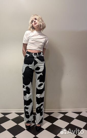 Джинсы прямые с необработанным краем