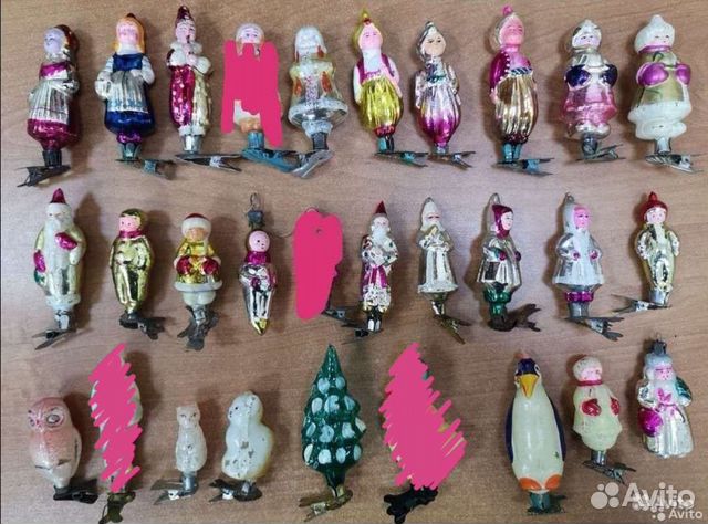 Елочные игрушки СССР на прищепке. Лотом или штучно