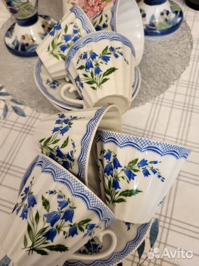 Чайный набор лфз,6 чайных пар,колокольчики фарфор