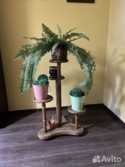 Подставка для цветов напольная деревянная