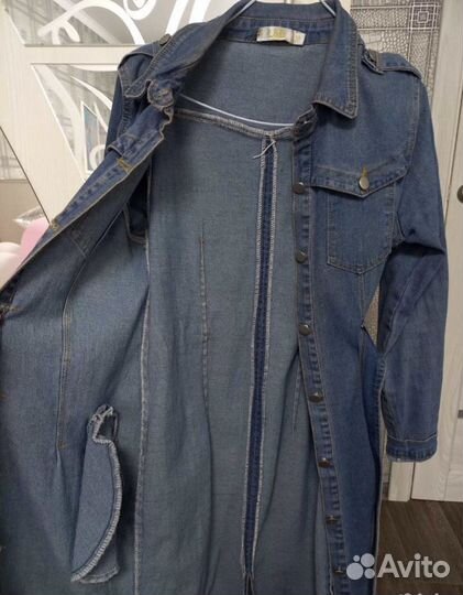 Плащ джинсовый / тренч пальто из джинсы