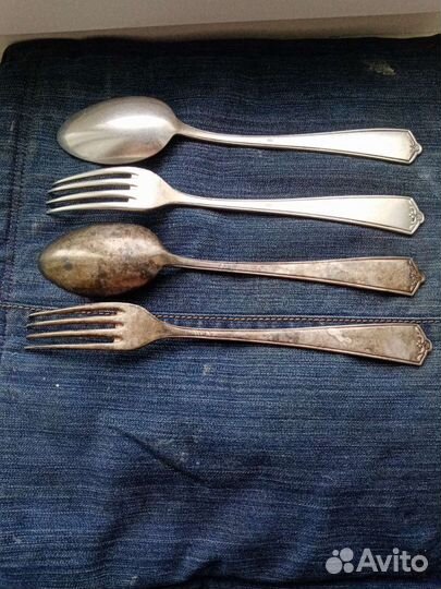 Две пары столовых посеребренных Германия трофеи с