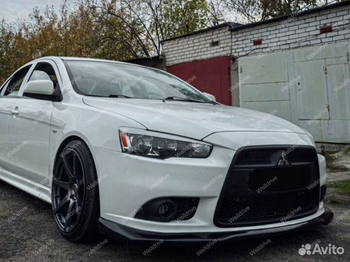 Губа передняя Mitsubishi Lancer X 10 рест Ralliart