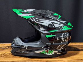 Шлем мото для эндуро мотокросса AIM зеленый черный