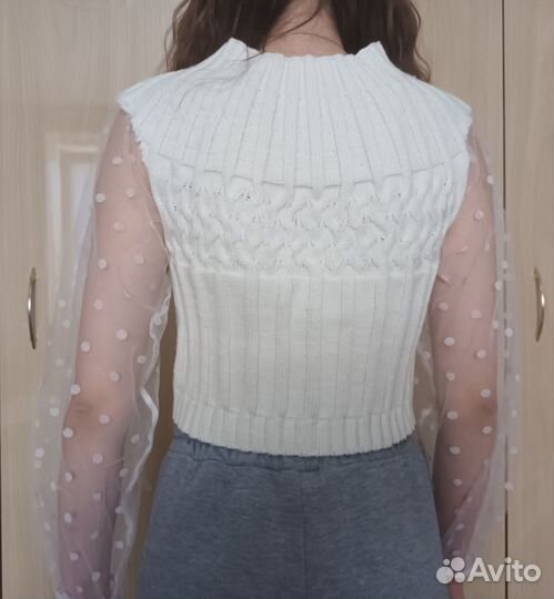 Джемпер с кружевными рукавами 40 42