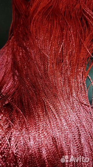 Шторы нитяные красные, кисея