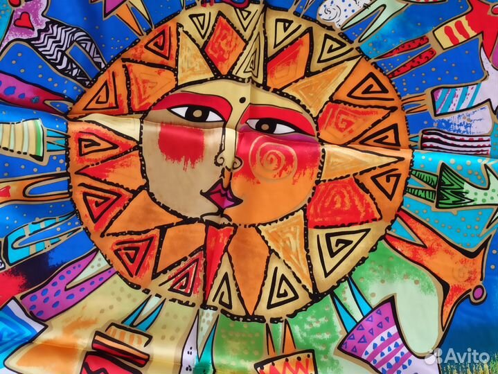 Шелковый платок бирюзовый