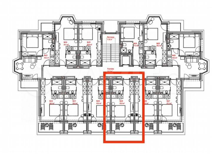 Апартаменты-студия, 25,6 м², 3/3 эт.