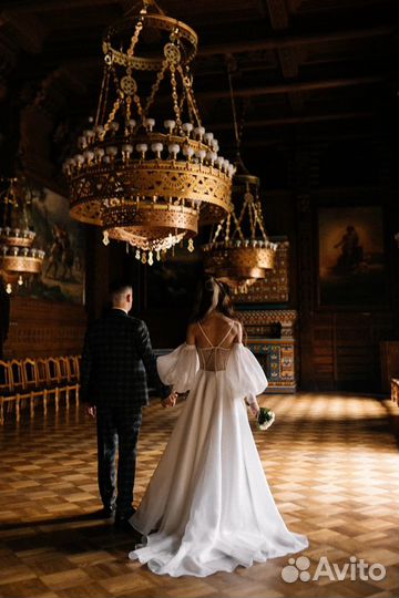 Свадебное платье со съемными рукавами