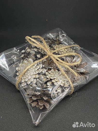 Шишки сосновые для новогоднего декора упак. 9 шт