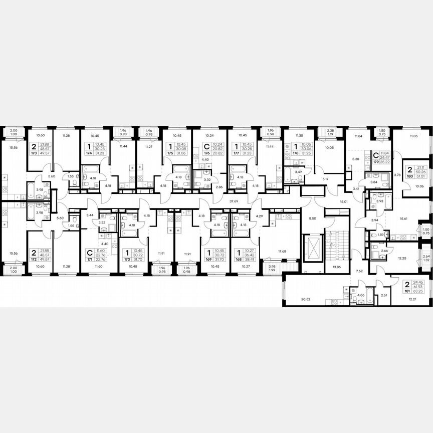 2-к. квартира, 51 м², 4/9 эт.