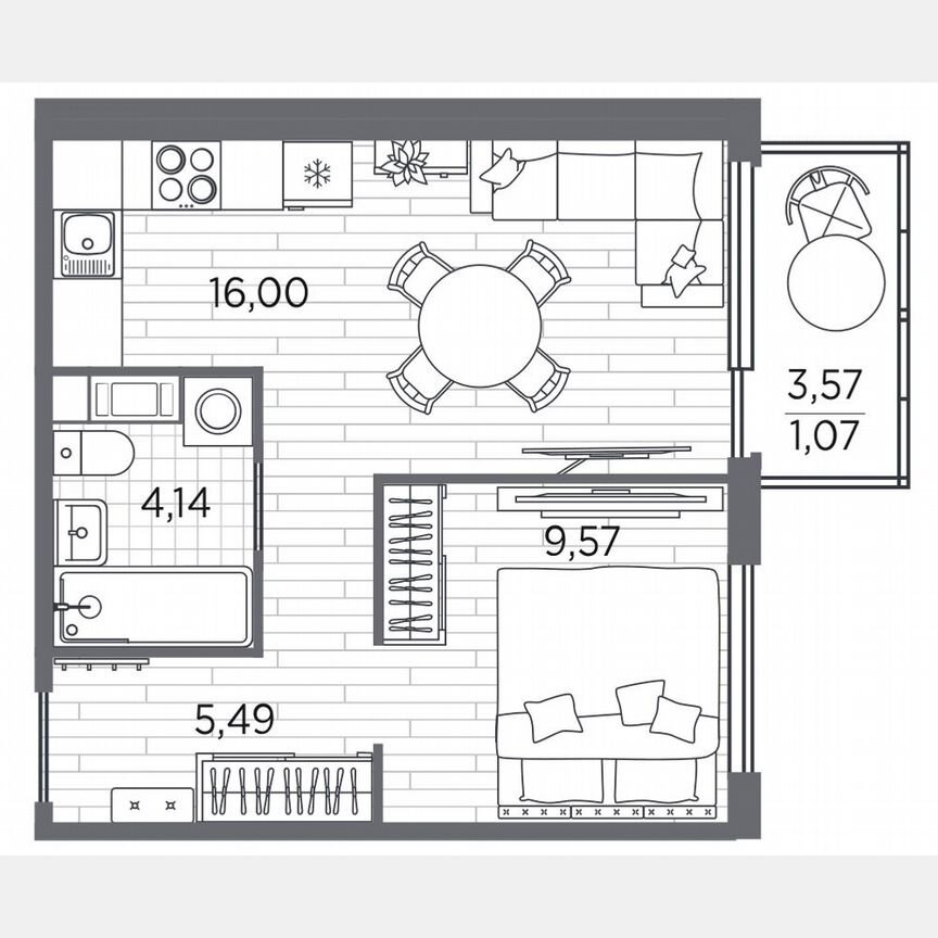 1-к. квартира, 36,3 м², 5/5 эт.