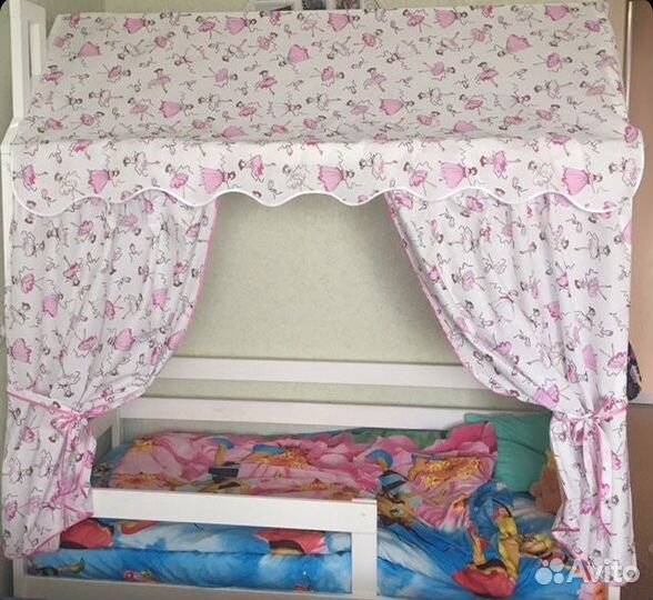 Кровать домик с балдахином матрасом