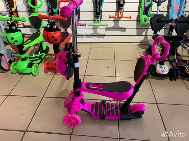 Самокат Божья Коровка 5 в 1,Розовый