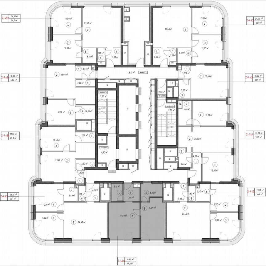 1-к. квартира, 43,9 м², 49/53 эт.