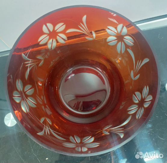 Ваза салатник цветное рубиновое стекло СССР