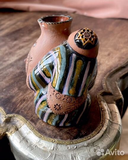 Глиняная ваза ручной работы. Винтажная ваза