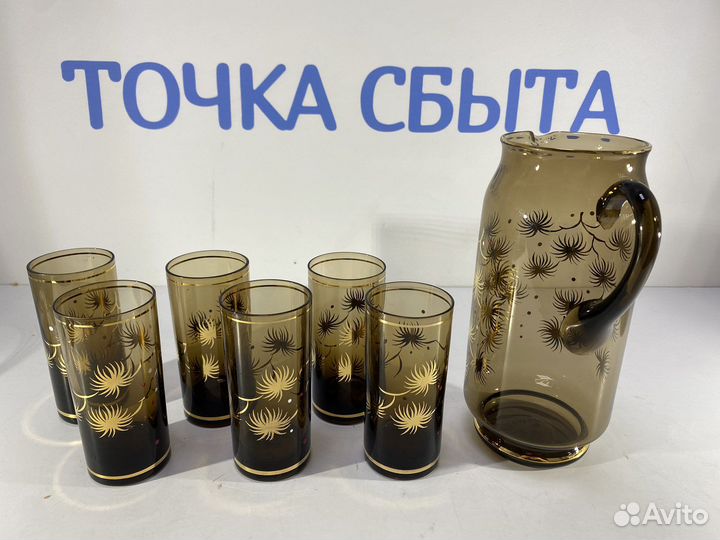 Набор для воды Богемия чехия цветное стекло