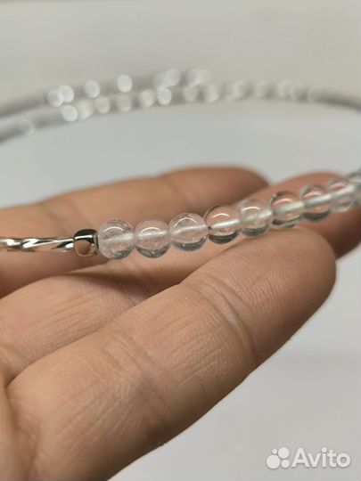 Чокер серебристый с горным хрусталем