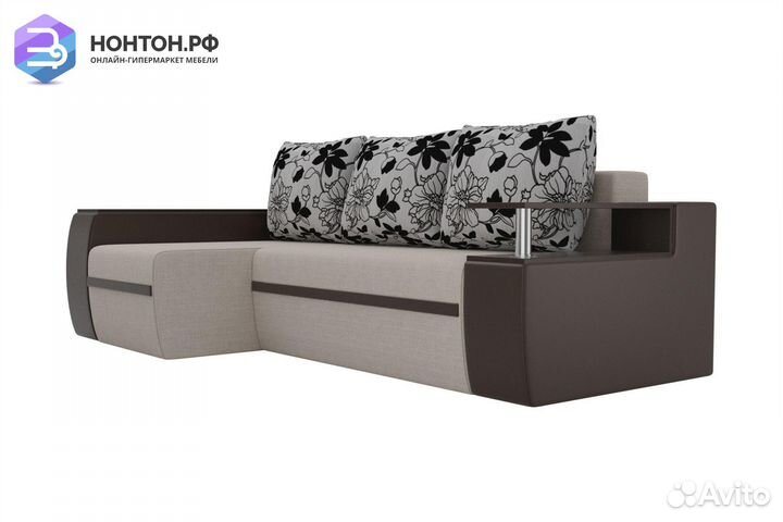 Диван угловой еврокнижка Ричмонд рогожка бежевая