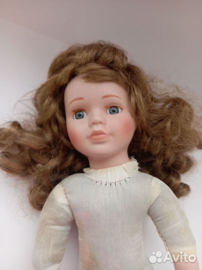 Кукла винтаж мягконабивная фарфоровая