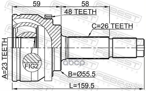 ШРУС наружный 23x55.4x26 sc70429 6510-004A48 Fe