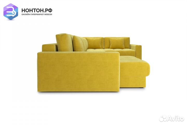 Диван п-образный тик-так Монарх горчичный
