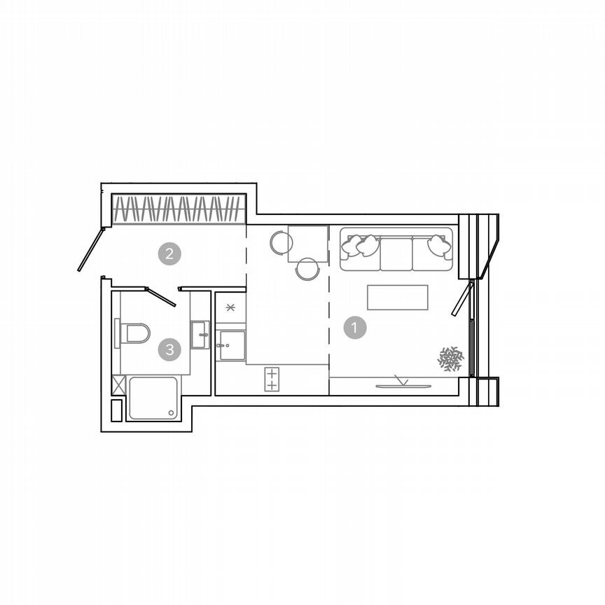 Квартира-студия, 23,2 м², 2/17 эт.