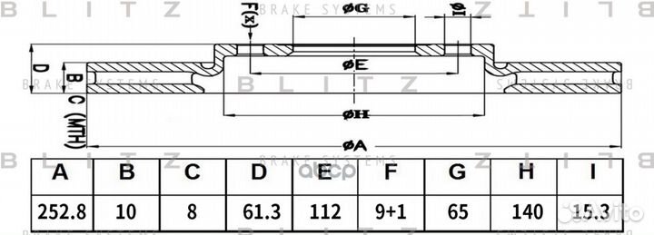 Диск тормозной skoda Octavia III 17- BS0510 Blitz