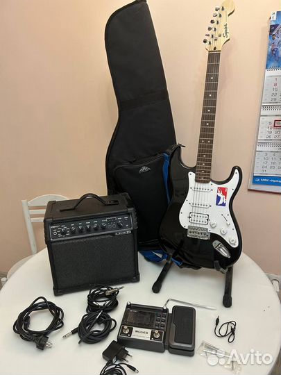 Электрогитара fender squier stratocaster+Набор