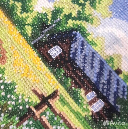 Вышитая картина Родная деревня