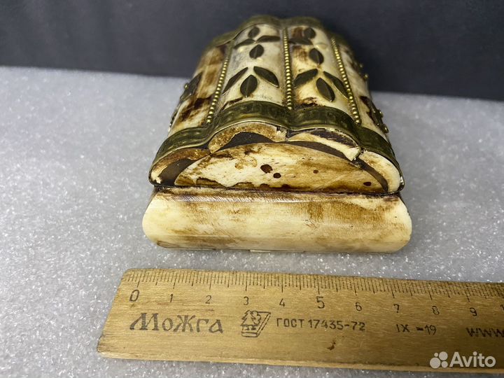 Шкатулка кость латунь