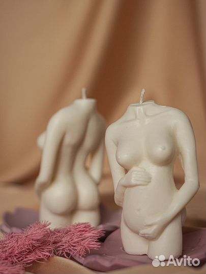 Свеча восковая торс + Подставка