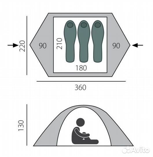 Палатка BTrace Cloud 3(Зеленый)