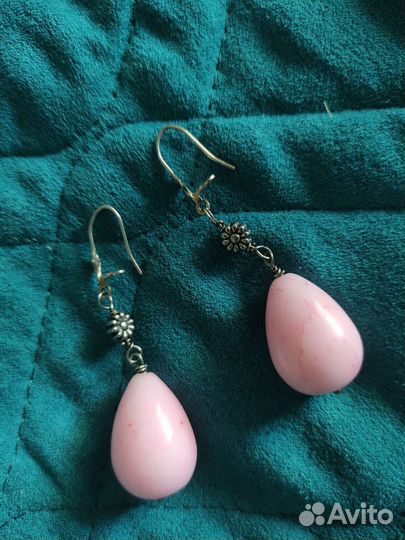 Серьги серебро коралл