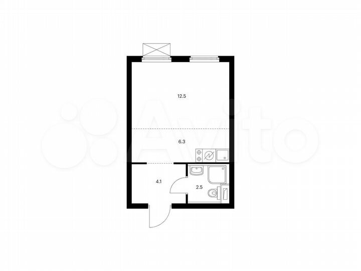 Квартира-студия, 25,4 м², 17/25 эт.